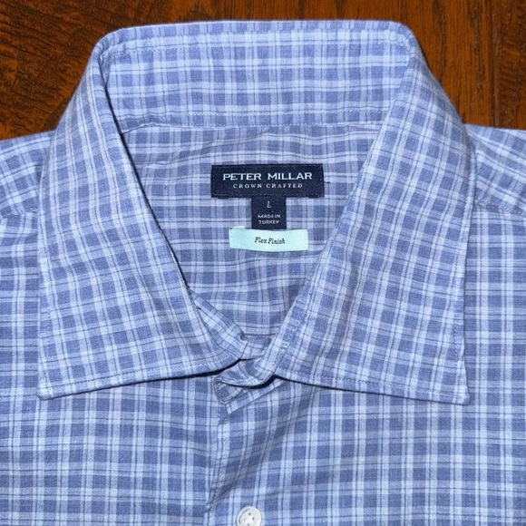 Peter Millar Crown Crafted Flex Finish Chambray Check Shirt - Picture 4 of 7